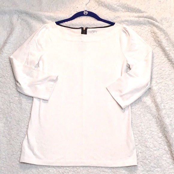 LOFT 👠Cotton 3/4 sleeve top cute zipper in back - Picture 8 of 12